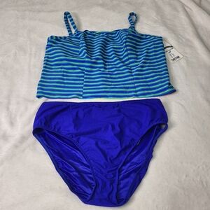 Christina Striped Blue Bikini Set. Size 26W